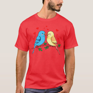 愛カラフル鳥カップルデザイン友達 Tシャツ