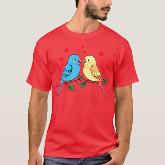愛カラフル鳥カップルデザイン友達 Tシャツ (正面)