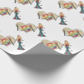 愛カラフル、平和と花のハートヒッピー女の子 ラッピングペーパー (角)