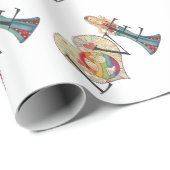 愛カラフル、平和と花のハートヒッピー女の子 ラッピングペーパー (ロールコーナー)