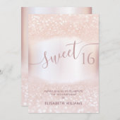 愛ガーリーらしいバラ金ゴールドのグラデーション招待 招待状 (正面/裏面)