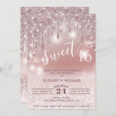 愛ガーリーらしいバラ金ゴールドの乾グラデーション滴 招待状 (正面/裏面)