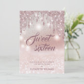 愛ガーリーらしいバラ金ゴールドキラキラしたドライグラデーションブinvi 招待状 (スタンド正面)