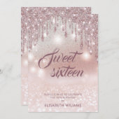 愛ガーリーらしいバラ金ゴールドキラキラしたドライグラデーションブinvi 招待状 (正面/裏面)