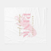 愛ガーリーピンク永遠の女性のシルエットと名前 フリースブランケット (正面(横))