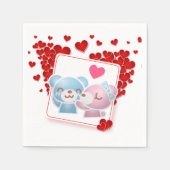 愛キスをするのハートが揃ったのまわりに スタンダードカクテルナプキン (正面)