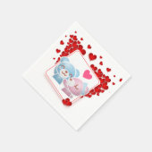 愛キスをするのハートが揃ったのまわりに スタンダードカクテルナプキン (角)