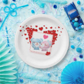 愛キスをするのハートが揃ったのまわりに ペーパープレート (パーティー)