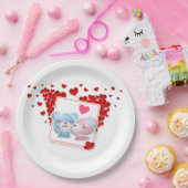 愛キスをするのハートが揃ったのまわりに ペーパープレート (パーティー)