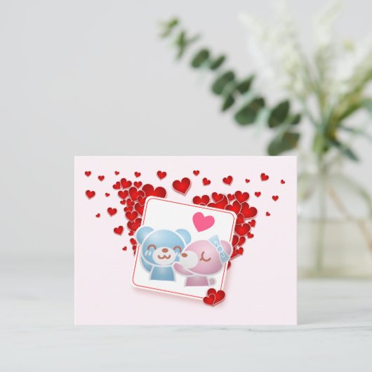 愛キスをするのハートが揃ったのまわりに ポストカード (スタンド正面)