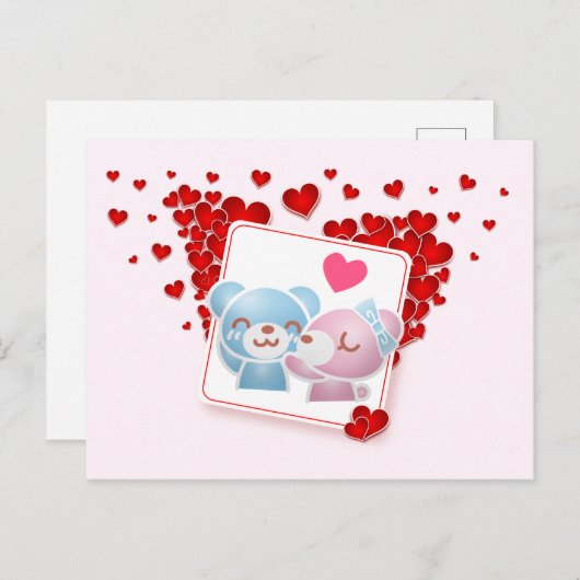 愛キスをするのハートが揃ったのまわりに ポストカード (正面/裏面)