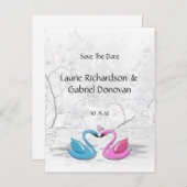 愛キスをするの白鳥が日付を保存 案内ポストカード (正面/裏面)