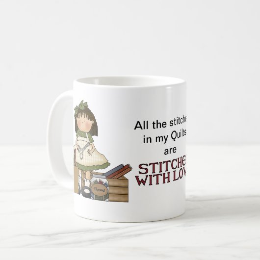 愛キルティングのコーヒー・マグによってステッチされる コーヒーマグカップ (正面左)