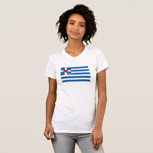 愛ギリシャTee、愛国者、ギリシャ国旗&ハート Tシャツ (正面フル)