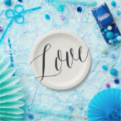 愛クラシックでシンプルな原稿の書道の結婚式 ペーパープレート (パーティー)