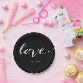 愛クラシックな原稿のスタイリッシュな書道の結婚式 ペーパープレート (パーティー)