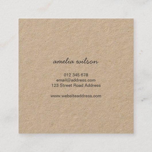 愛クラフトと作られるシンプルでスタイリッシュな素朴 スクエア名刺 (裏面)