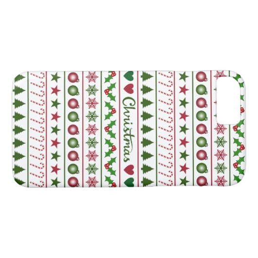愛クリスマスのモチーフパターン緑の白い赤 Case-Mate iPhoneケース (裏面(横))