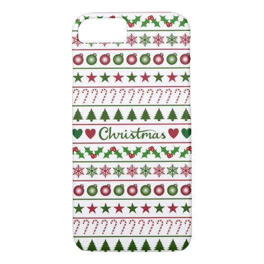 愛クリスマスのモチーフパターン緑の白い赤 Case-Mate iPhoneケース (裏面)