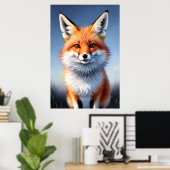 愛クールらしい赤いキツネポートレート | AI Art ポスター (ホームオフィス)