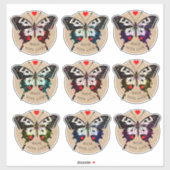 愛グランジで作られた可愛いヴィンテージ蝶ハート シール (シート)