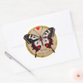 愛グランジで作られた可愛いヴィンテージ蝶ハート ラウンドシール (封筒)