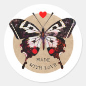 愛グランジで作られた可愛いヴィンテージ蝶ハート ラウンドシール (正面)