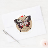 愛グランジで作られた可愛いヴィンテージ蝶ハート ラウンドシール (封筒)