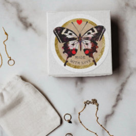 愛グランジで作られた可愛いヴィンテージ蝶ハート ラウンドシール