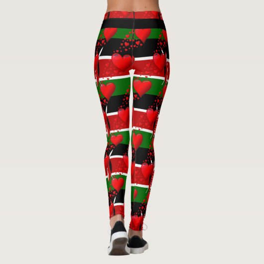 愛ケニア国旗の赤いハート走あなたのレース レギンス (裏面)