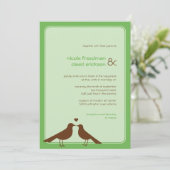愛コンテンポラリー鳥の緑結婚式招待状 招待状 (スタンド正面)