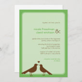 愛コンテンポラリー鳥の緑結婚式招待状 招待状 (正面/裏面)