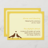 愛コンテンポラリー鳥の黄色い結婚披露宴 エンクロージャーカード (正面/裏面)