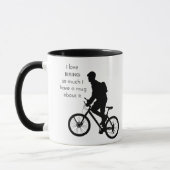 愛サイクリングバイク私は非常に多くのおもしろい引用文 マグカップ (左)
