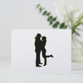 愛シルエットのカウボーイそして女性のカーボーイ 出欠カード (スタンド正面)