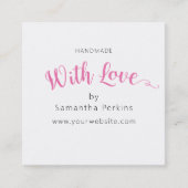 愛シンプルでエレガント作ったピンクと白の手作り スクエア名刺 (正面)