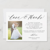 愛シンプルと感謝してい2枚の写真結婚 サンキューカード (正面)