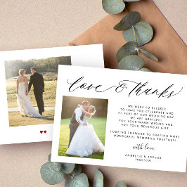 愛シンプルと感謝してい2枚の写真結婚 サンキューカード