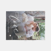 愛シンプルの台本の写真パーソナライズされた フリースブランケット (正面(横))