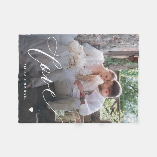 愛シンプルの台本の写真パーソナライズされた フリースブランケット (正面(横))