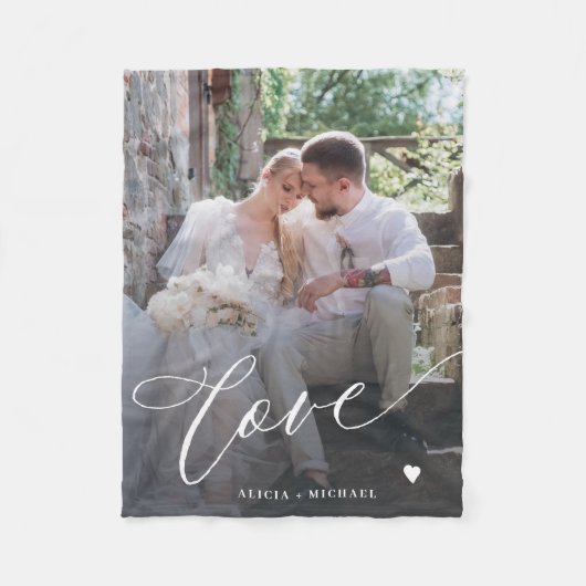 愛シンプルの台本の写真パーソナライズされた フリースブランケット (正面)