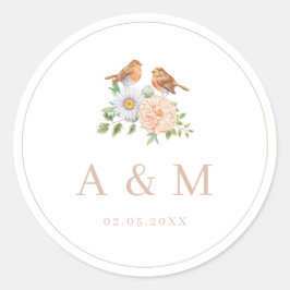 愛シンプルの鳥 ラウンドシール