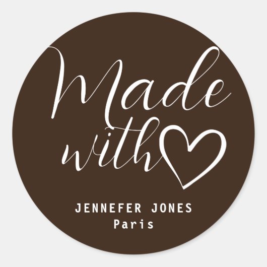 愛シンプルハートで作ったミニマルなチョコレート ラウンドシール (正面)