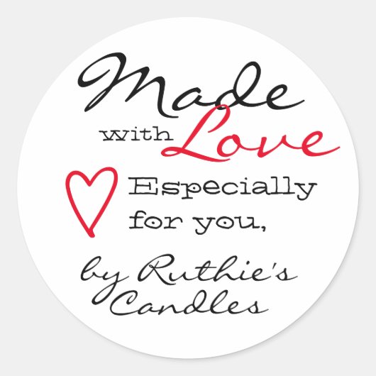 愛シンプルハートホワイトカラーで作られたミニマル ラウンドシール (正面)