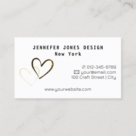 愛シンプルハート製ミニマル白黒 名刺 (裏面)