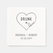 愛シンプル飲のパーティーの結婚カップル スタンダードカクテルナプキン (正面)