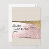 愛シンプル、エレガント金ゴールド:ハッピーバレンタインデー シーズンポストカード (正面/裏面)