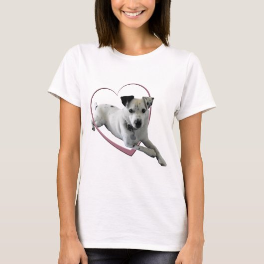 愛ジャックラッセル犬のギフトの女性Tシャツ Tシャツ (正面)