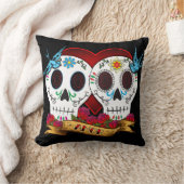 愛スカルおよびブルーバードの枕 クッション (ブランケット)