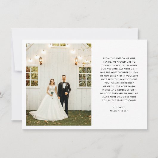 愛スタイリッシュと感謝してい結婚の サンキューカード (裏面)